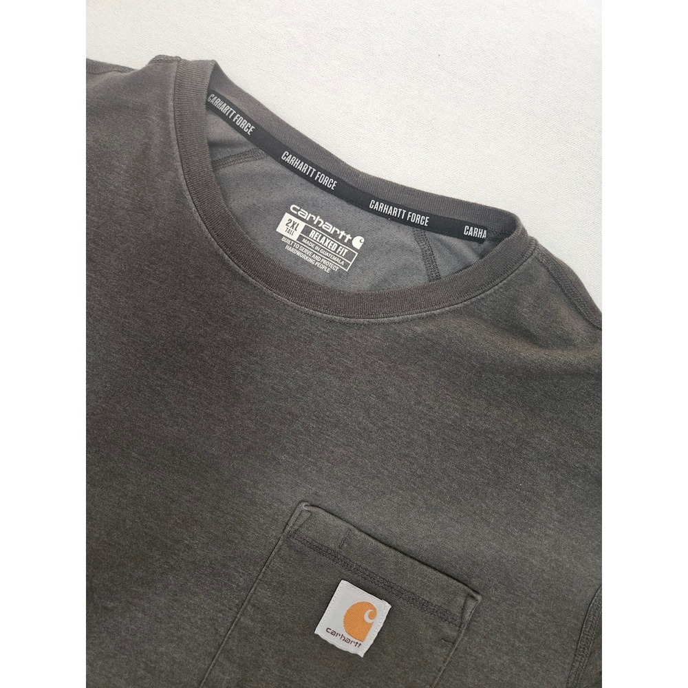 Carhartt Force T-Shirt Mens 2XL Tall Gray Relaxed Fit Pocket Performance Tee